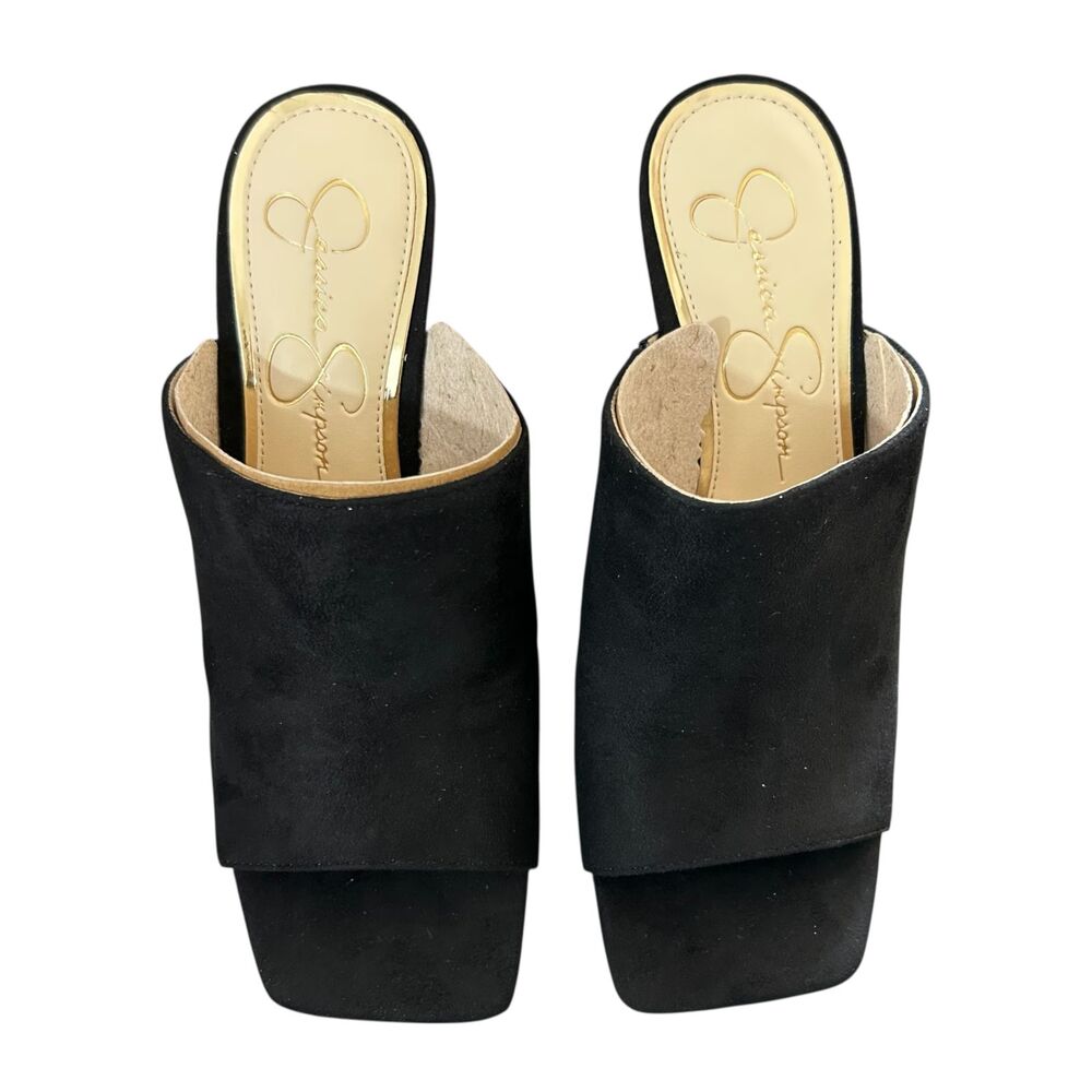 Jessica Simpson Aisha Wedge Black Suede Slip-On Platform Sandals Size 7M NIB